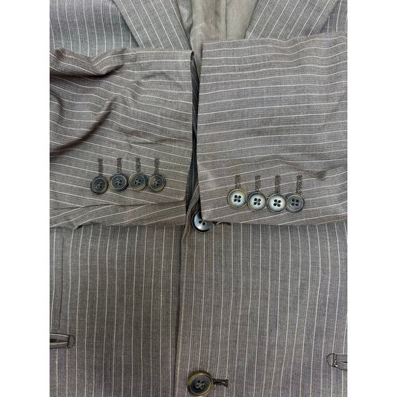 Vintage Y2K Express Design Studio Pinstripe Blazer Men Brown Vented Back 40R - Picture 5 of 12